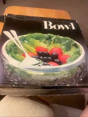 Vintage Clear Glass Salad Bowl